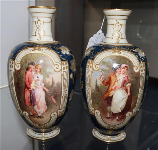 A pair of Berlin ovoid vases, early 20th century, height 20cm
